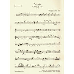 Schumann, Camillo - Sonata No. 2 in C minor, Op. 99 - for Cello and Piano - Breitkopf & Hartel URTEXT