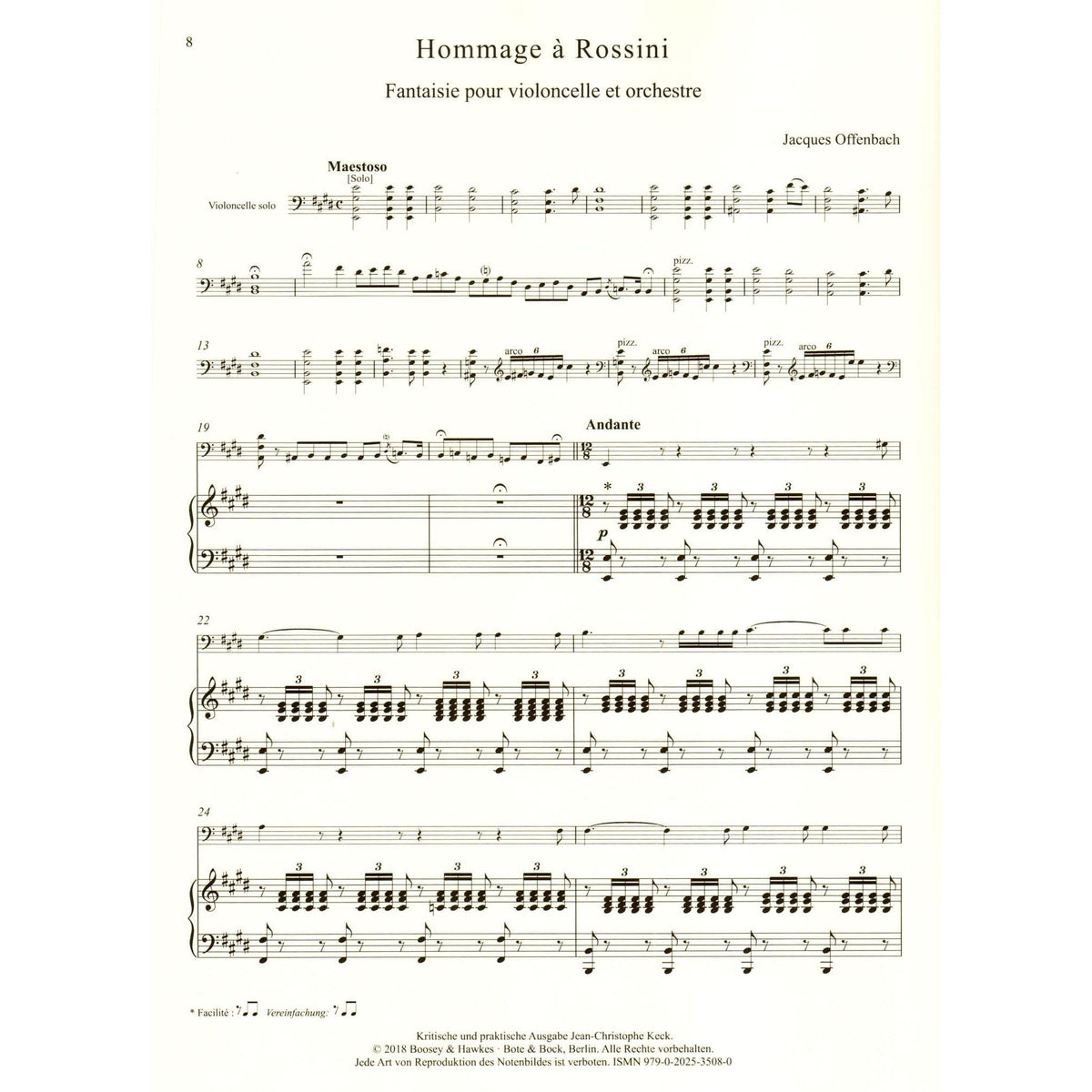 Offenbach, Jacques - Hommage a Rossini - for Cello and Piano - edited by Keck - Boosey & Hawkes