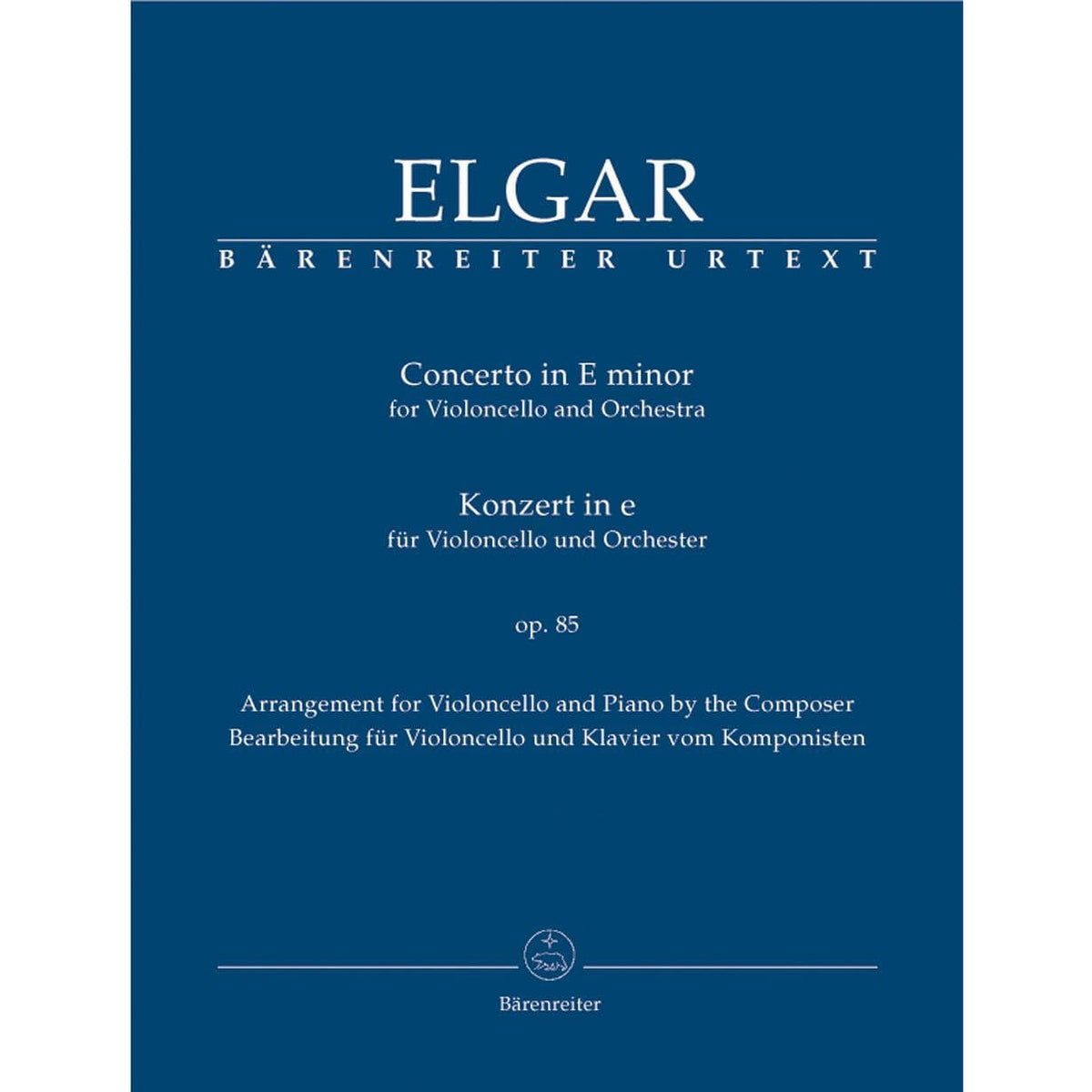 Elgar, Edward - Concerto in e-minor, Op 85 - Cello and Piano - edited by Jonathan Del Mar - Bärenreiter Verlag URTEXT