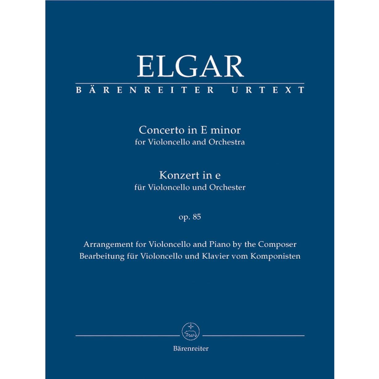 Elgar, Edward - Concerto in e-minor, Op 85 - Cello and Piano - edited by Jonathan Del Mar - Bärenreiter Verlag URTEXT