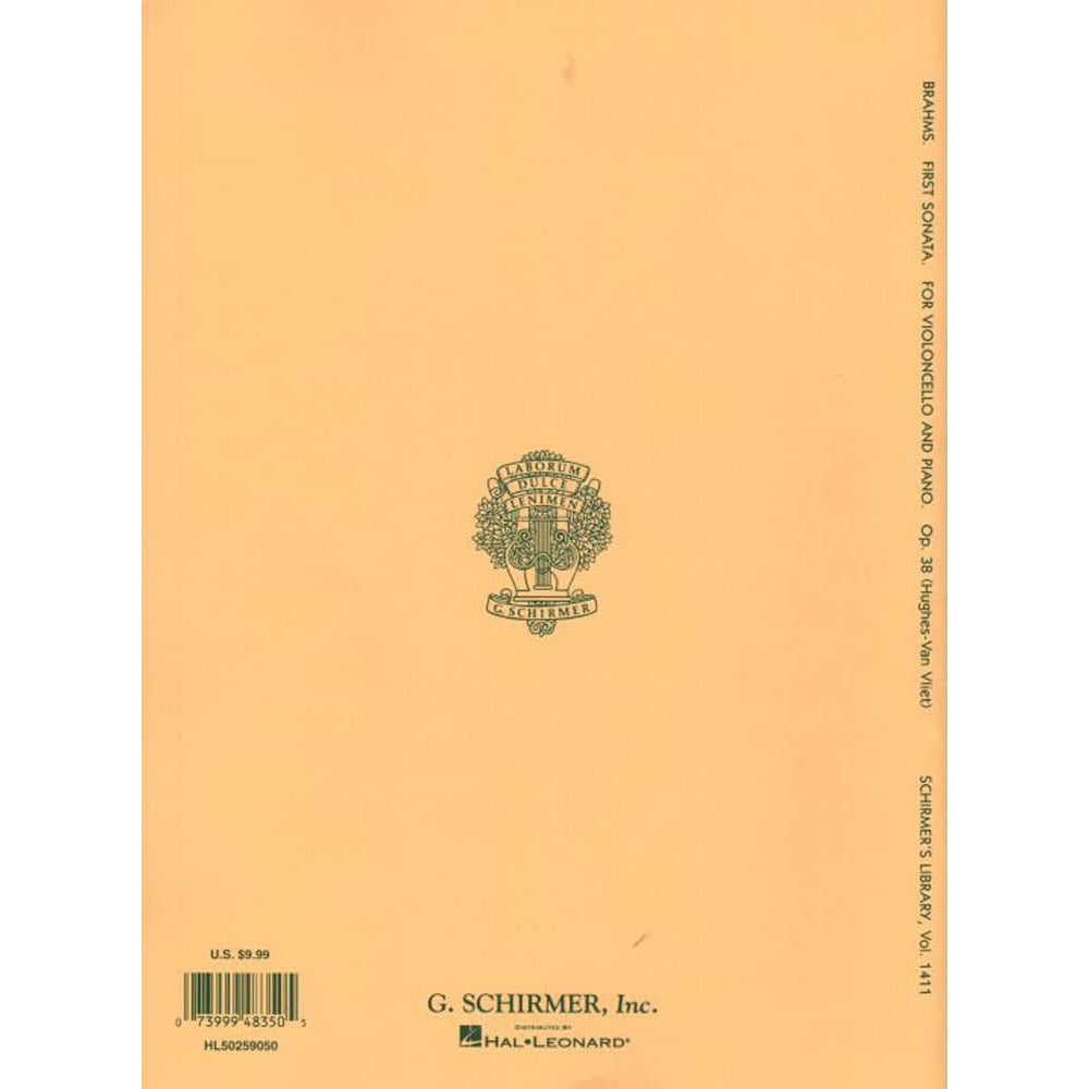 Brahms, Johannes - Sonata No 1 in e minor Op 38 for Cello and Piano - Arranged by Van Vliet - Schirmer Edition