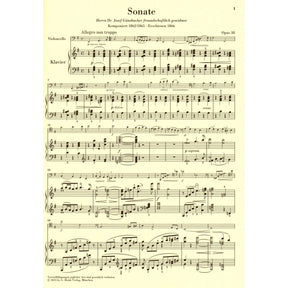Brahms, Johannes - Sonata No 1 in e minor Op 38 for Cello and Piano - Henle Verlag URTEXT Edition
