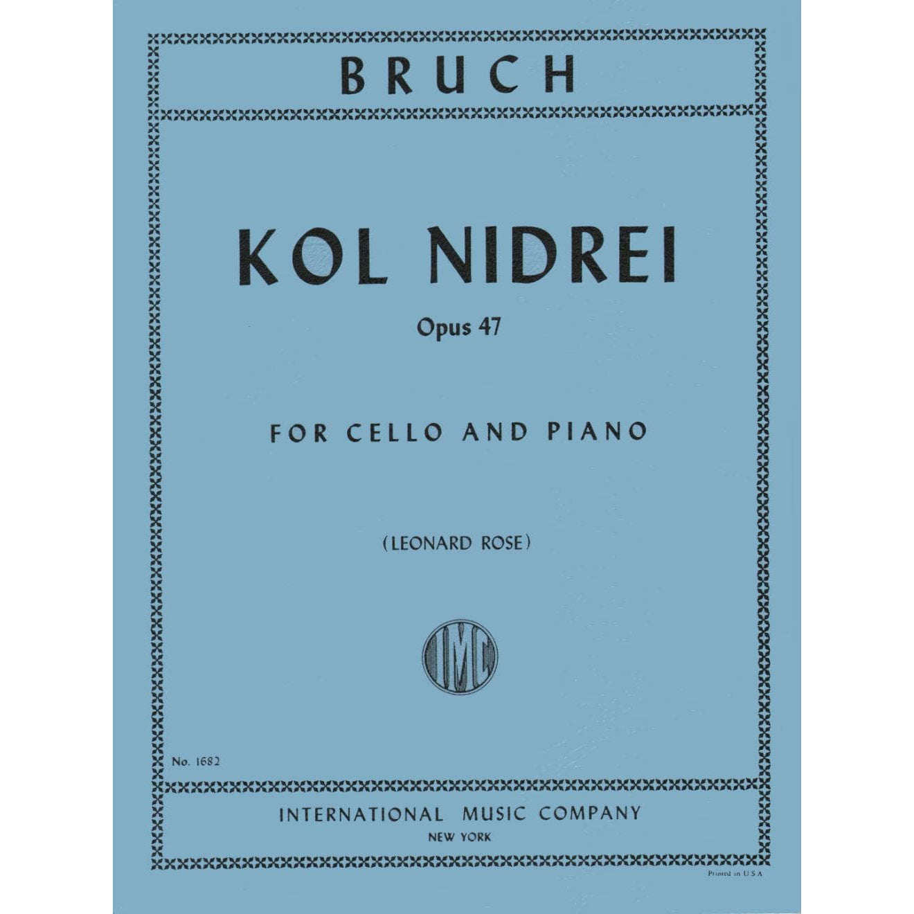 Bruch, Max - Kol Nidre Op 47 for Cello and Piano - Arranged by Rose - International Edition