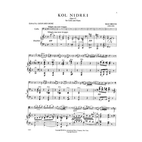 Bruch, Max - Kol Nidre Op 47 for Cello and Piano - Arranged by Rose - International Edition