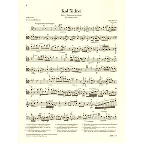 Bruch, M. - Kol Nidrei, op. 47 - for Cello and Piano - G Henle Verlag URTEXT