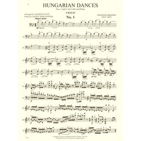 Brahms, Johannes - Hungarian Dances Nos. 1 and 5 - for Cello and Piano - Arranged by Piatti - International