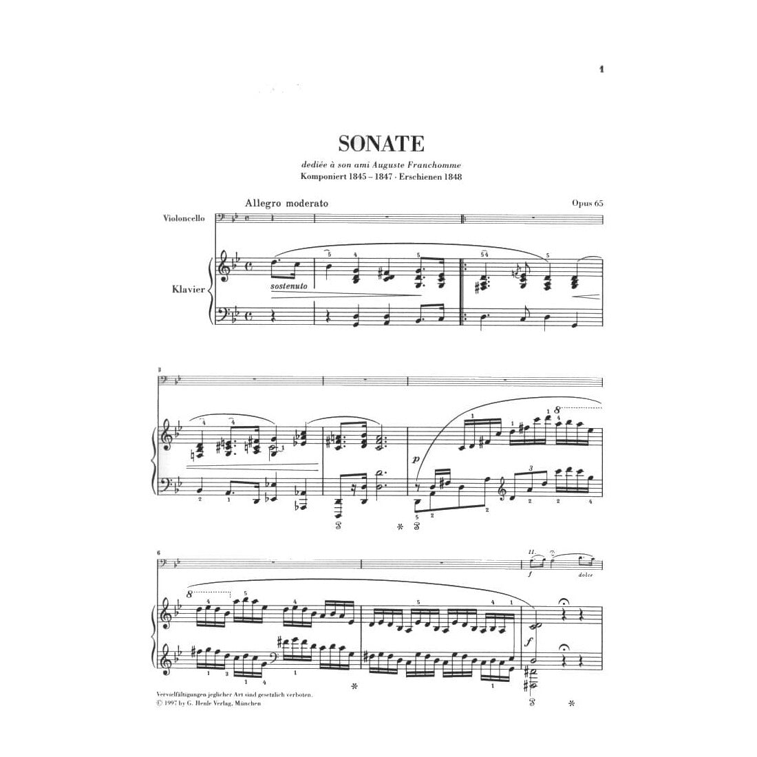 Cello Sonata in G Minor, Op 65 - Chopin, Frederic - Cello and Piano - edited by Kanngiesser - Henle