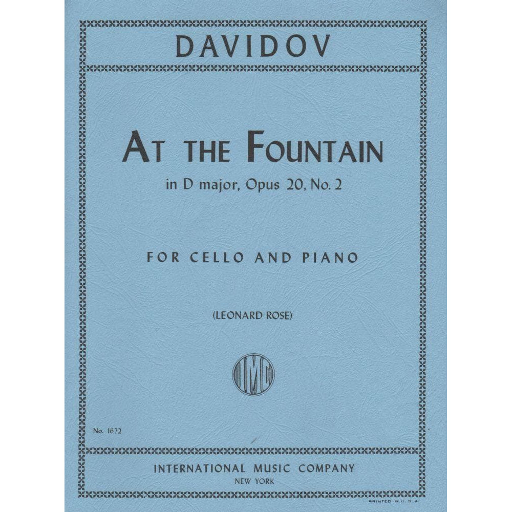 At the Fountain in D Major, Op 20 No 2 - Davidov, Carl - Cello and Piano - edited by Rose - International Music Company