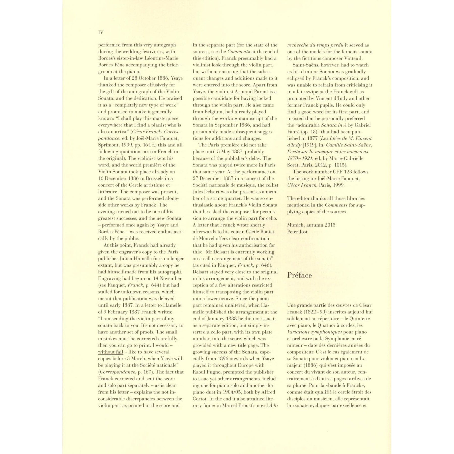 Franck, Cesar - Sonata in A Major - arranged for Cello and Piano - edited by Jost, Schilde, and Poltera - G Henle URTEXT