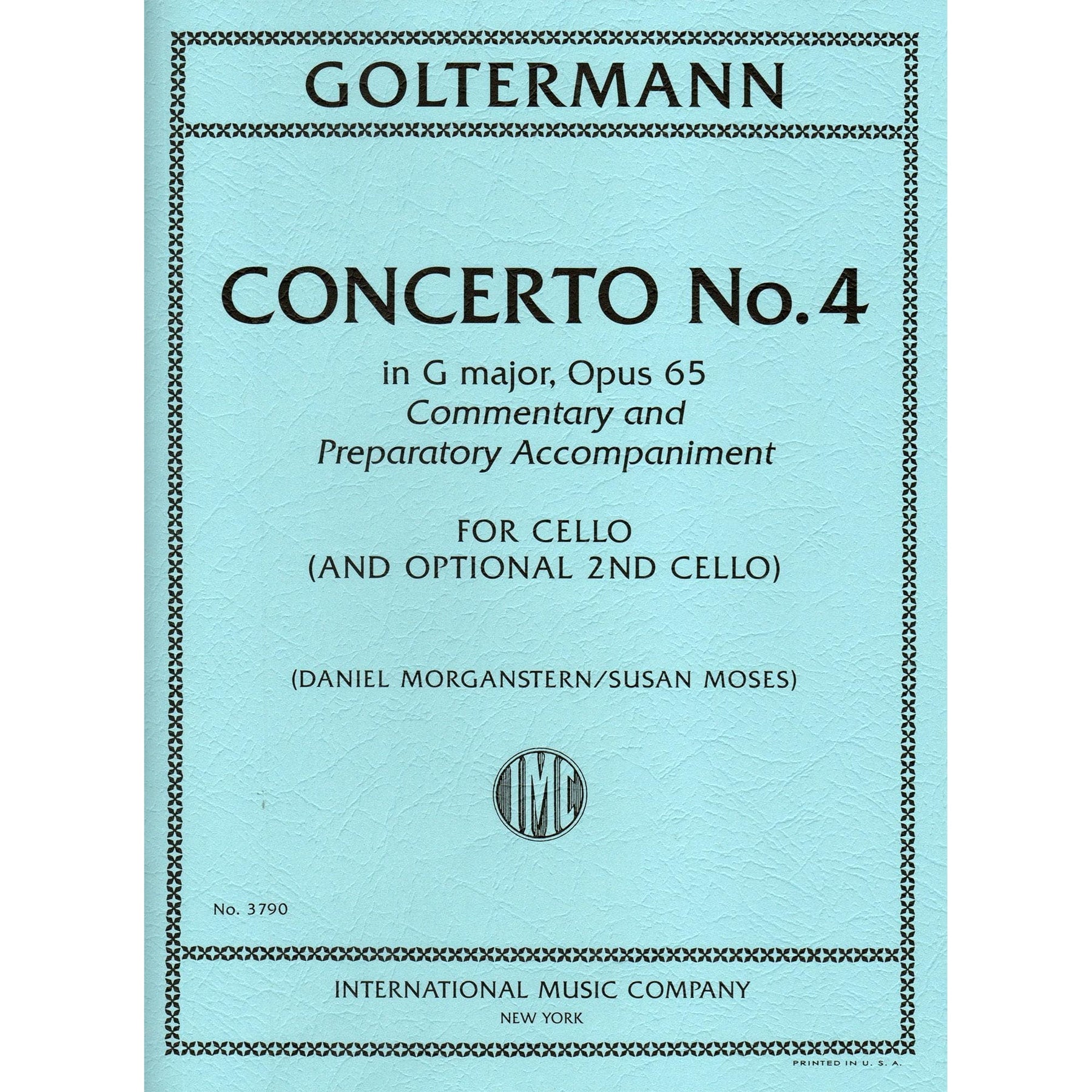 Goltermann, G. - Concerto No. 4 in G Major, Op. 65 - For Cello (with Optional Cello Accompaniment) - edited by Daniel Morganstern and Susan Moses - International Edition