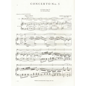 Goltermann, Georg - Concerto No 5 in d minor, Op 76 - Cello and Piano - edited by Julius Klengel - International Edition