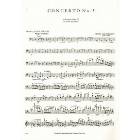 Goltermann, Georg - Concerto No 5 in d minor, Op 76 - Cello and Piano - edited by Julius Klengel - International Edition