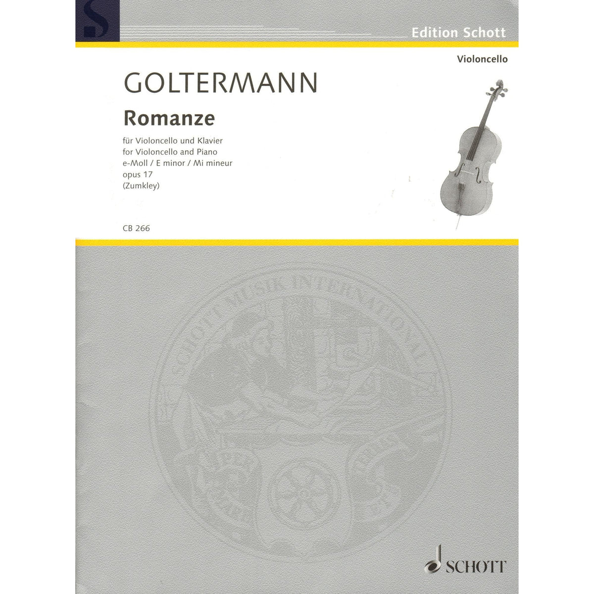 Goltermann, Georg - Romanze, Opus 17 - for Cello and Piano - edited by Fritz Zumkley - Edition Schott