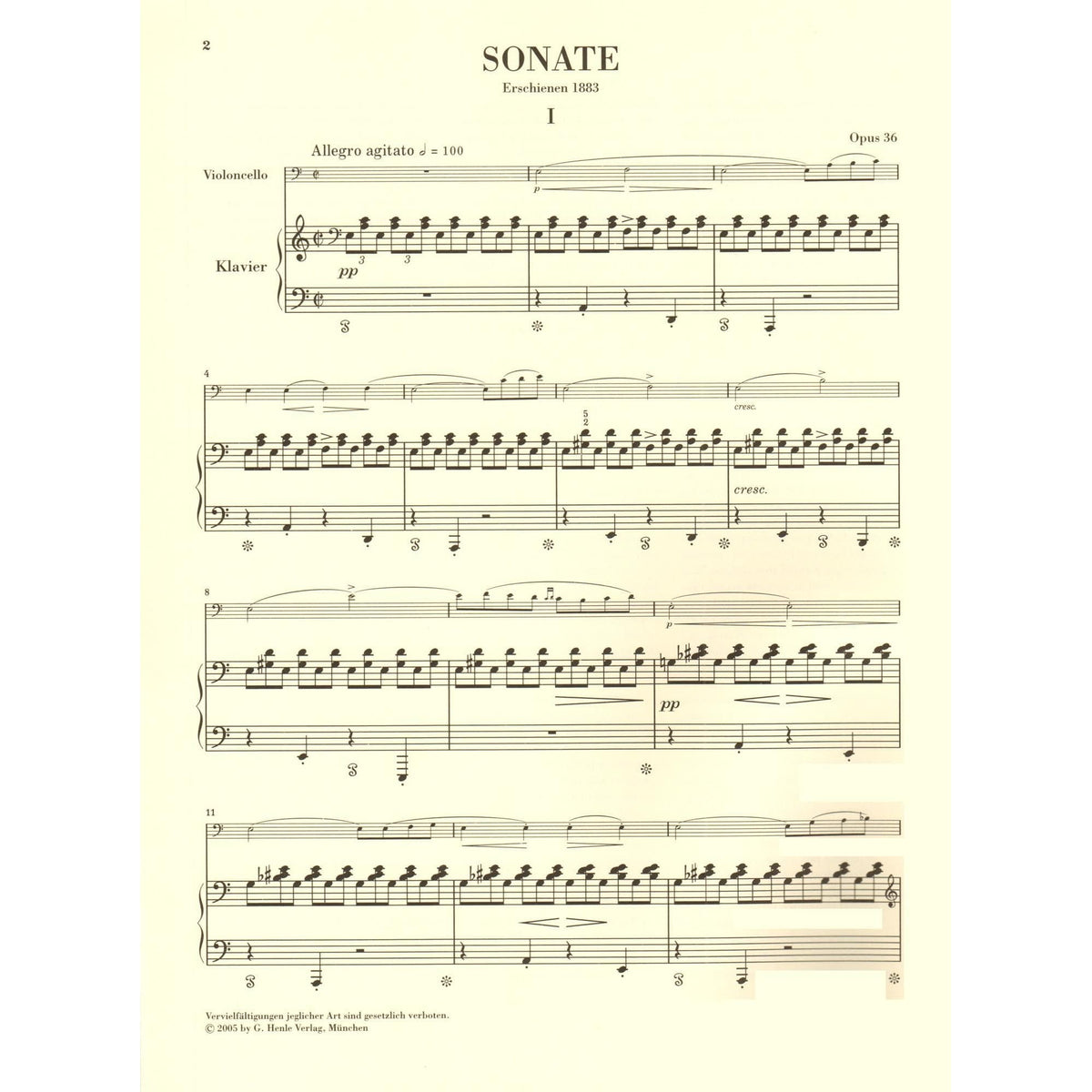 Grieg, Edvard - Sonata a minor, Op 36, and other works - Cello and Piano - G Henle Verlag URTEXT