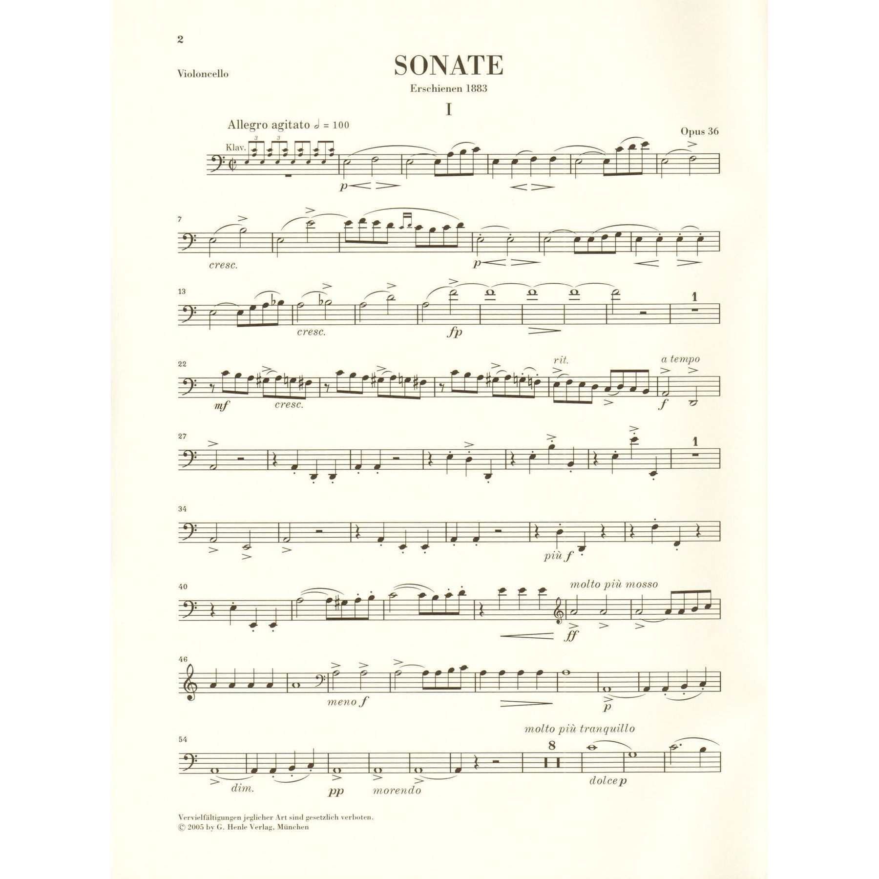 Grieg, Edvard - Sonata a minor, Op 36, and other works - Cello and Piano - G Henle Verlag URTEXT