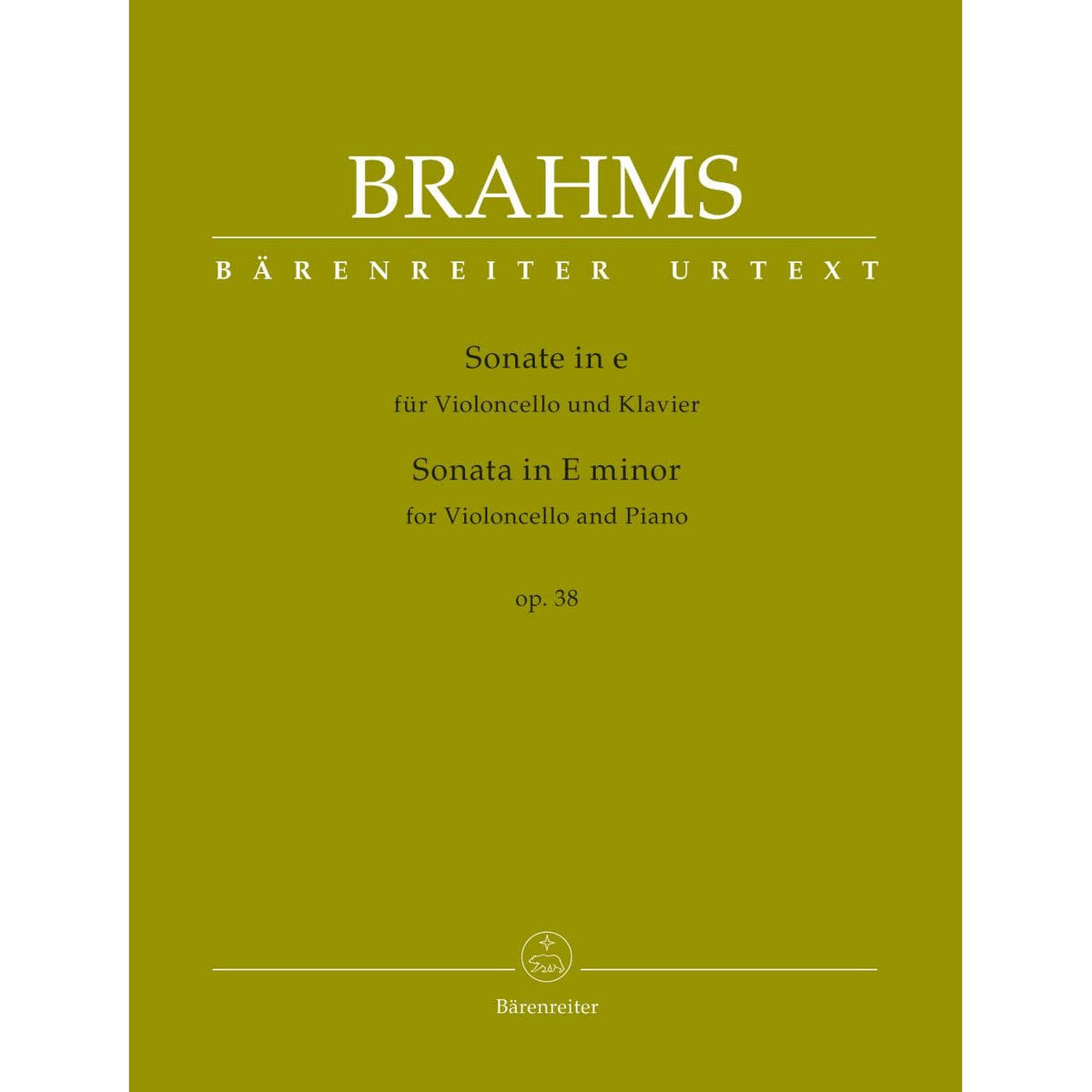 Brahms, Johannes - Sonata in E minor, Op 38 - for Cello and Piano - edited by Clive Brown, Kate Bennett Wadsworth, and Neal Peres Da Costa - Barenreiter URTEXT