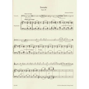 Brahms, Johannes - Sonata in E minor, Op 38 - for Cello and Piano - edited by Clive Brown, Kate Bennett Wadsworth, and Neal Peres Da Costa - Barenreiter URTEXT