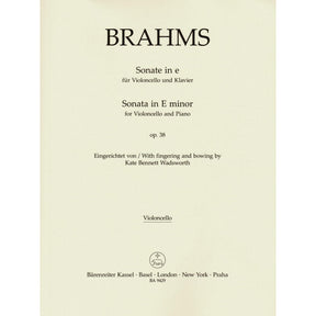 Brahms, Johannes - Sonata in E minor, Op 38 - for Cello and Piano - edited by Clive Brown, Kate Bennett Wadsworth, and Neal Peres Da Costa - Barenreiter URTEXT