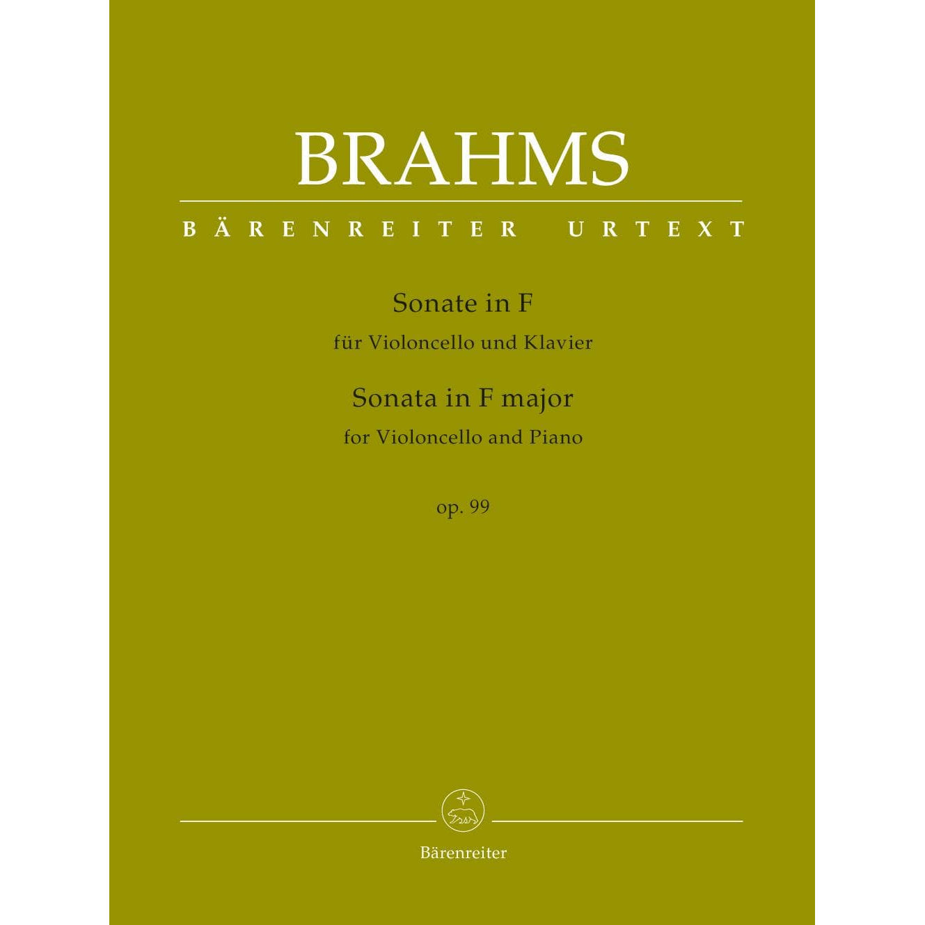 Brahms, Johannes - Sonata in F Major, Op 99 - for Cello and Piano - edited by Clive Brown, Kate Bennett Wadsworth, and Neal Peres Da Costa - Barenreiter URTEXT