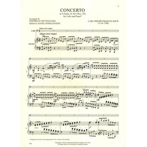 Bach, C.P.E. - Concerto in A minor, H. 432 (Wq. 170) - Cello and Piano - edited by Grutzmacher/Morganstern - International Edition