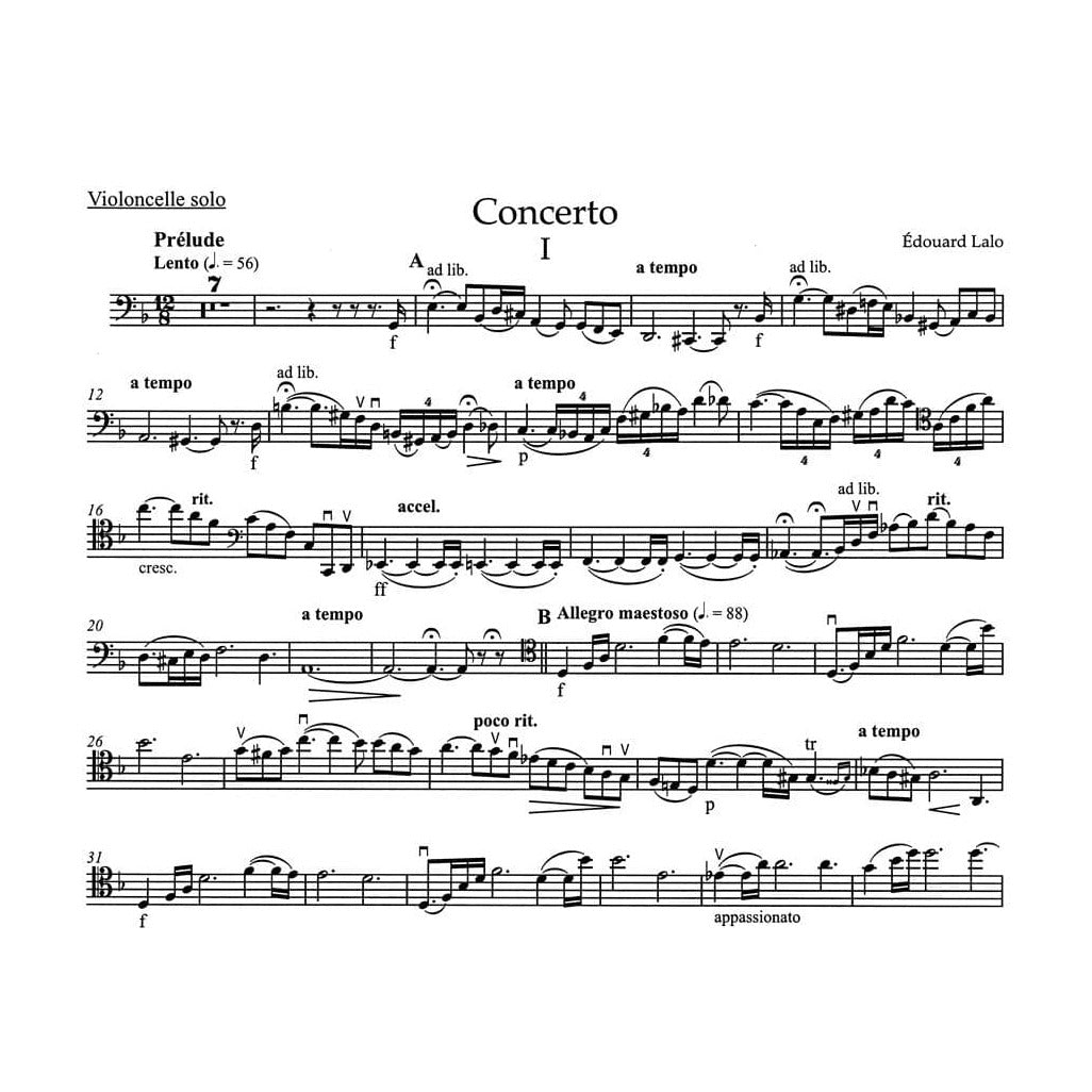 Lalo, Edouard - Concerto in d minor - Cello and Piano - edited by Hugh MacDonald - Barenreiter Verlag URTEXT