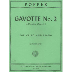 Popper, David - Gavotte No 2 In D Major Op 23 - for Cello and Piano - edited by Leonard Rose - International Music Co