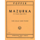 Popper, David - Mazurka in G Minor, Op 11 No 3 - for Cello and Piano - International Music Co