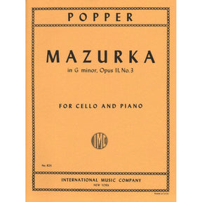 Popper, David - Mazurka in G Minor, Op 11 No 3 - for Cello and Piano - International Music Co