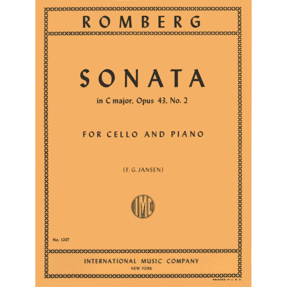Romberg, Bernhard - Cello Sonata in C Major, Op 43 No 2 - for Cello and Piano - edited by F G Jansen - International Music Company