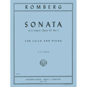 Romberg, Bernhard - Cello Sonata in G Major, Op 43 No 3 - for Cello and Piano - edited by F G Jansen - International Music Company