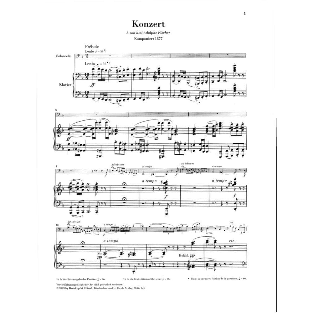 Lalo, Eduard - Cello Concerto in D Minor - for Cello and Piano - edited by Heinrich Shiff - Henle