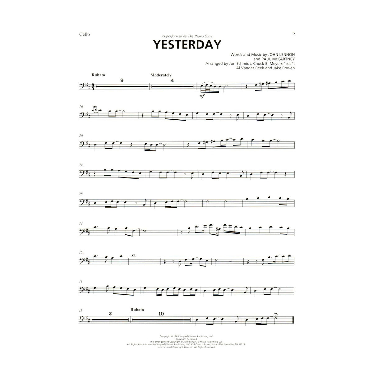 The Piano Guys - Yesterday by the Beatles - for Cello and Piano - by Hal Leonard