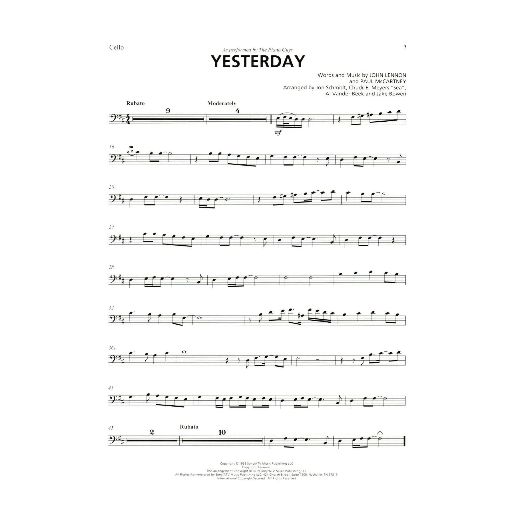 The Piano Guys - Yesterday by the Beatles - for Cello and Piano - by Hal Leonard