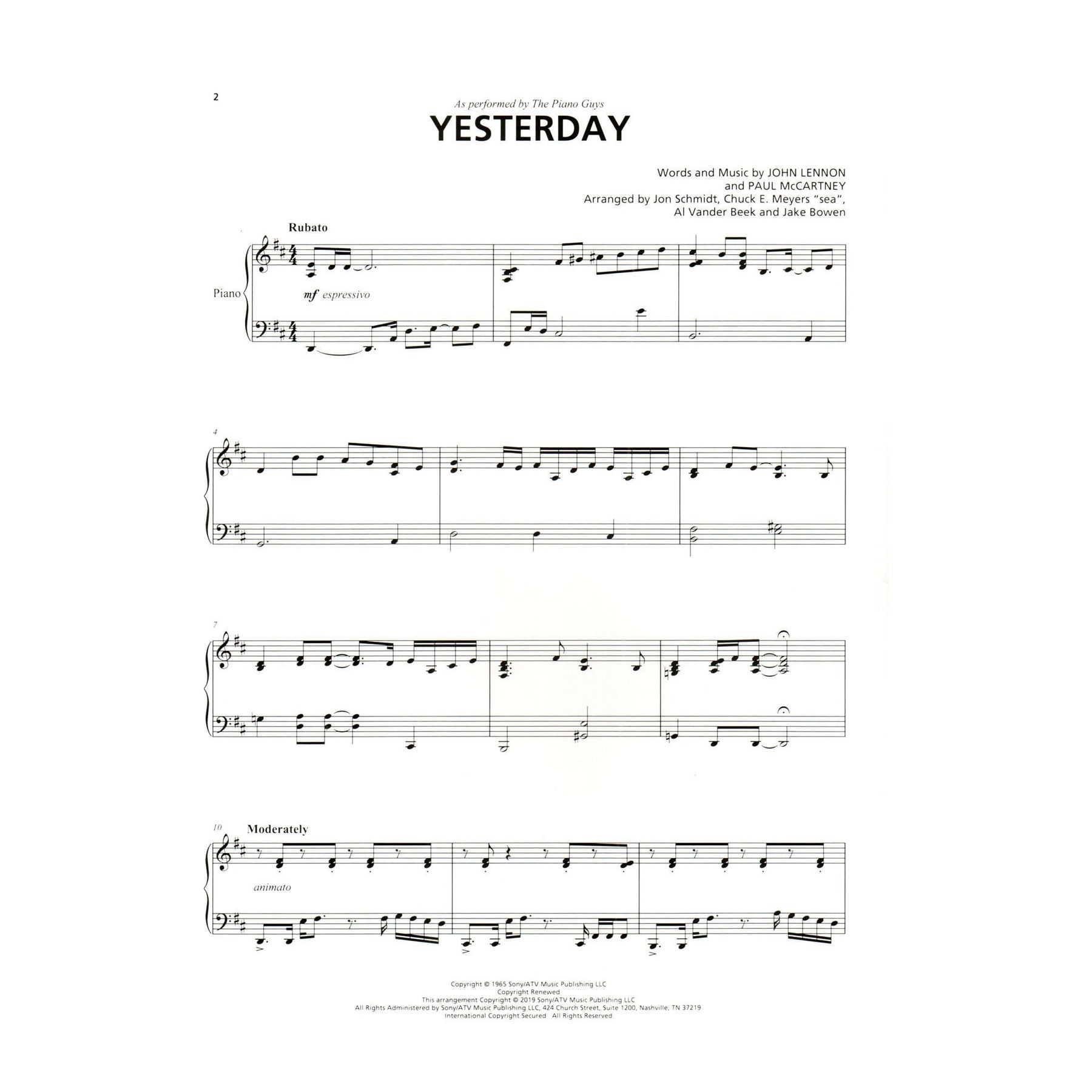 The Piano Guys - Yesterday by the Beatles - for Cello and Piano - by Hal Leonard