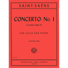 Saint-Saens, Camille - Concerto No 1 in A Minor Op 33 - for Cello and Piano - edited by Rose - International Music Company