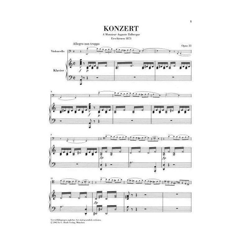 Saint-Saens, Camille - Cello Concerto No 1 in A Minor, Op 33 - edited by David Geringas -  Henle
