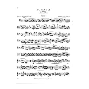 Locatelli, Pietro - Sonata in D Major, Op 6, No 6 - Cello and Piano - edited by Alfredo Piatti - International Music Co