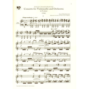Khachaturian, Aram - Concerto in E Minor - for Cello and Piano - Zen-On Music Co