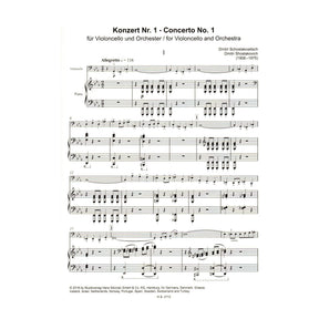 Shostakovich, Dmitri - Concerto No 1 in E flat Op 107 For Cello and Piano Published by Sikorski