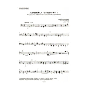Shostakovich, Dmitri - Concerto No 1 in E flat Op 107 For Cello and Piano Published by Sikorski