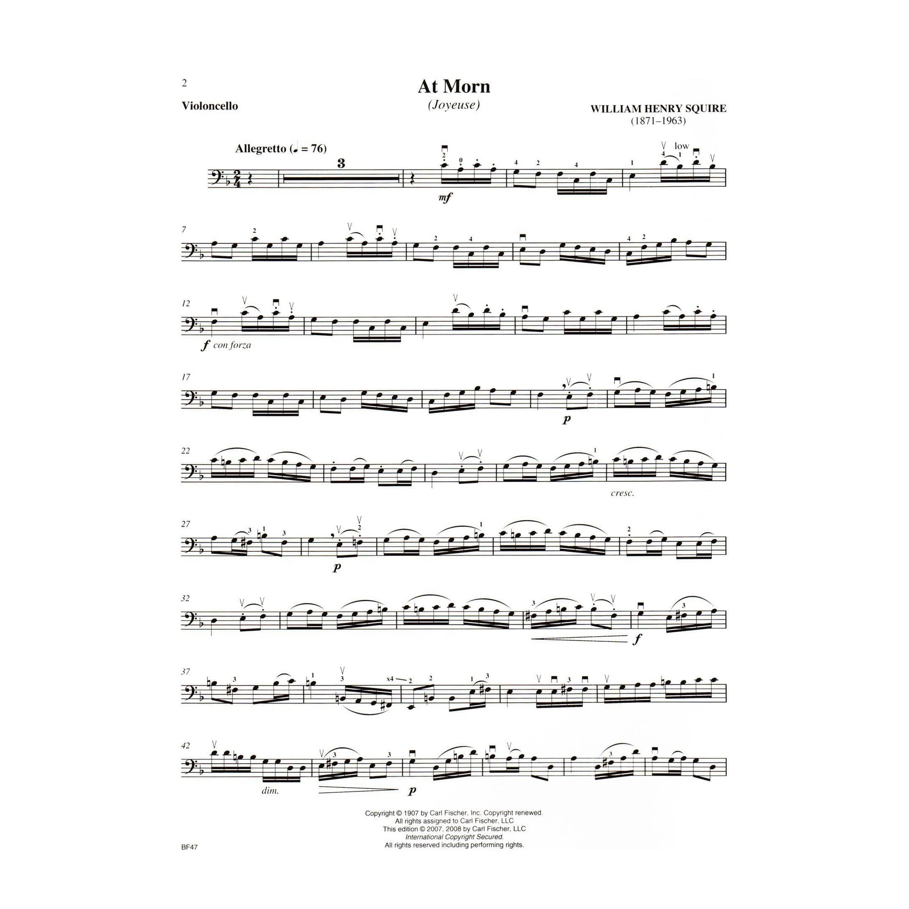 The Squire Cello Solo Collection - 8 Pieces by William Henry Squire - for Cello and Piano or Audio Accompaniment - Carl Fischer
