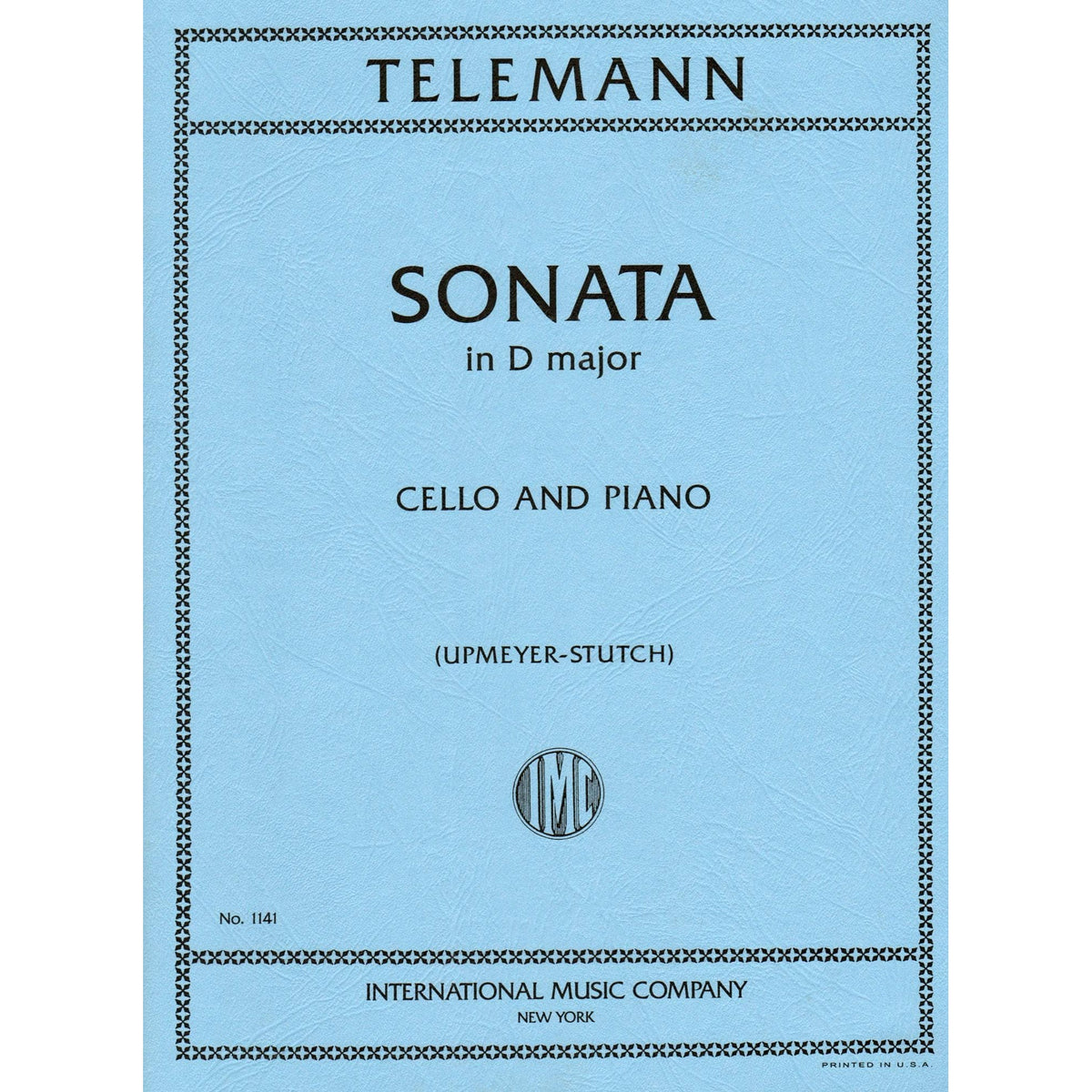 Telemann, Georg Philipp - Sonata In D Major TWV 41:D6 For Cello and Piano Published by International Music Company