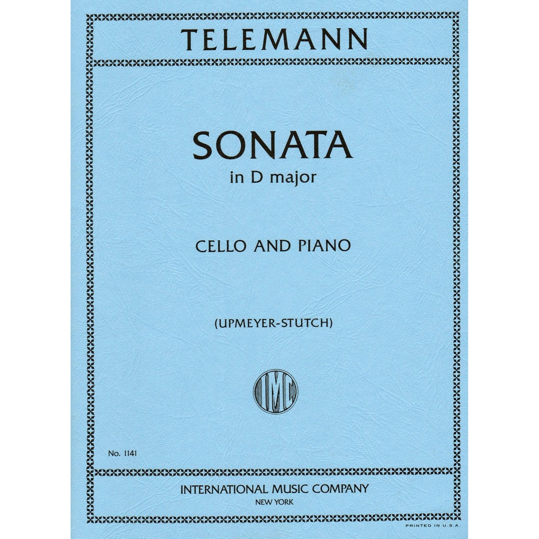 Telemann, Georg Philipp - Sonata In D Major TWV 41:D6 For Cello and Piano Published by International Music Company