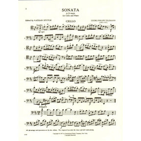 Telemann, Georg Philipp - Sonata In D Major TWV 41:D6 For Cello and Piano Published by International Music Company