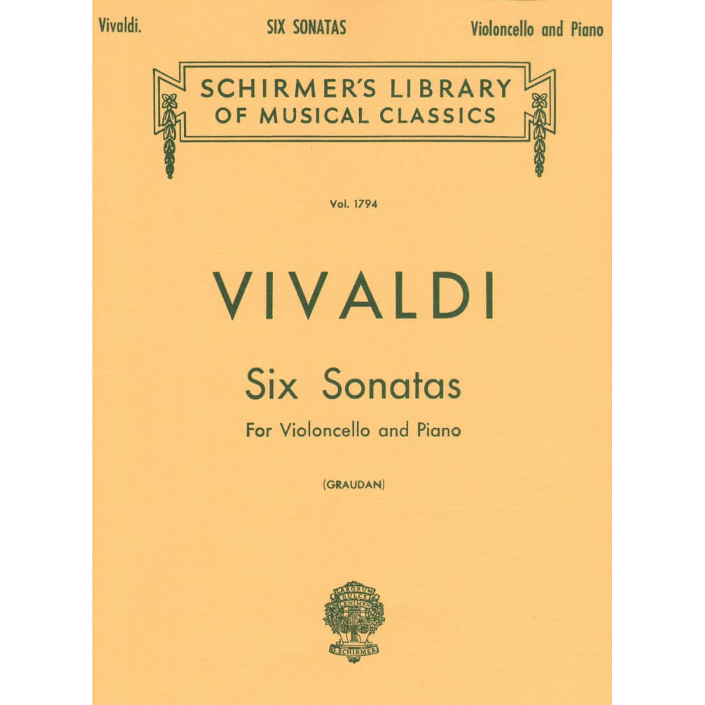 Vivaldi, Antonio - Six Sonatas F XIV Nos 1-6 For Cello and Piano Edited by Graudan Published by G Schirmer