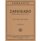 Sarasate, Pablo - Zapateado Op 23 No 2 For Cello and Piano Published by International Music Company