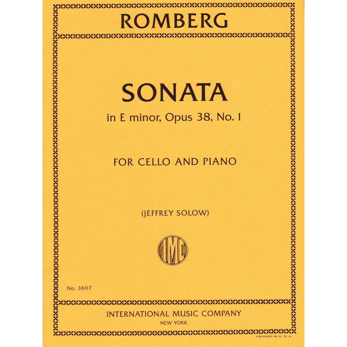 Romberg - Sonata In E Minor Op 38 No 1 - for Cello and Piano - edited by Jeffrey Solow - International Music Company