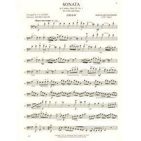 Romberg - Sonata In E Minor Op 38 No 1 - for Cello and Piano - edited by Jeffrey Solow - International Music Company