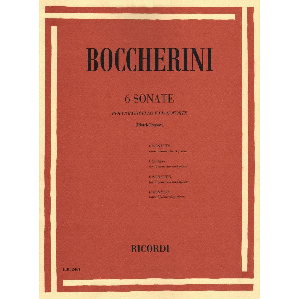 Boccherini, Luigi - 6 Sonatas for Cello and Piano - Ricordi Edition