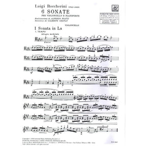 Boccherini, Luigi - 6 Sonatas for Cello and Piano - Ricordi Edition